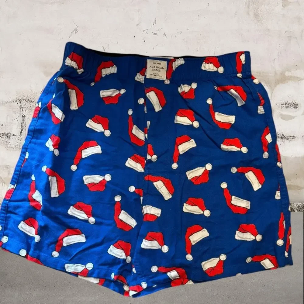 American Eagle NWOT Men's Holiday Santa Hats Boxer Shorts - Size XS